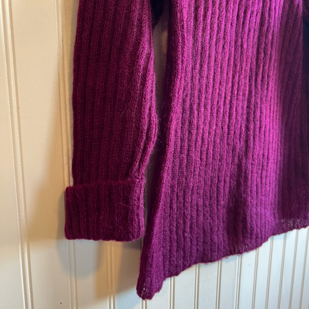 DKNY‎ Women's Rich Purple Crew Neck Sweater small sheer cuff sleeve - Picture 5 of 8